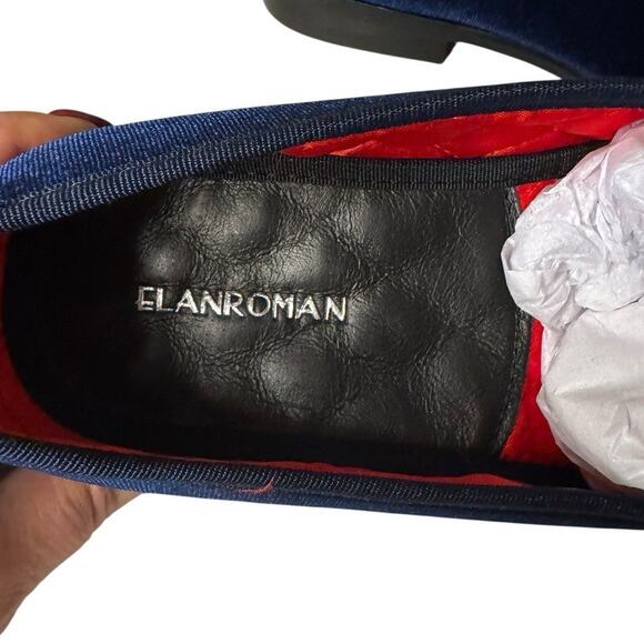 Elan Roman NEW Blue Velvet Men's Dress Shoes, Size 44 US Size 10 Luxury Formal - Picture 6 of 8
